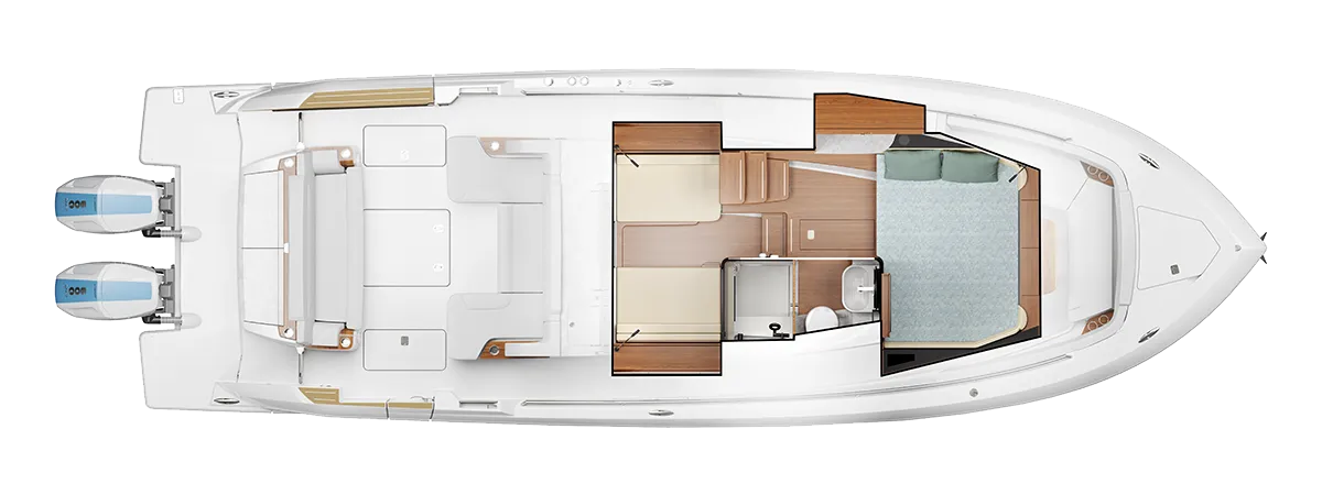 39 LS Interior Plan View with Optional Berth Conversion - Horizontal